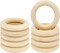 2.2 Inch Natural Wood Macrame Rings for DIY Crafts, Unpainted Round Pendant Connectors